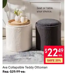 Kitchen Stuff Plus Ava Collapsible Teddy Ottoman offer