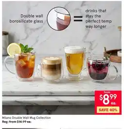 Kitchen Stuff Plus Milano Double Wall Mug Collection offer