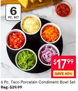 Kitchen Stuff Plus 6 Pc Taco Porcelain Condiment Bowl Set offer