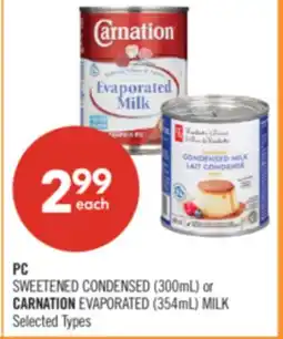 Shoppers Drug Mart PC SWEETENED CONDENSED (300mL) or CARNATION EVAPORATED (354mL) MILK offer
