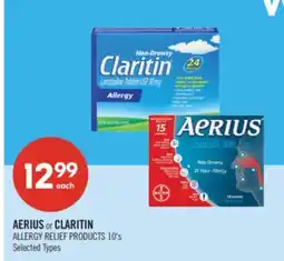 Shoppers Drug Mart AERIUS or CLARITIN ALLERGY RELIEF PRODUCTS offer