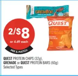 Shoppers Drug Mart QUEST PROTEIN CHIPS (32g), GRENADE or QUEST PROTEIN BARS (60g) offer