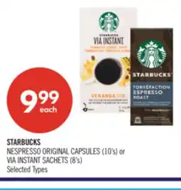 Shoppers Drug Mart STARBUCKS NESPRESSO ORIGINAL CAPSULES (10's) or VIA INSTANT SACHETS (8's) offer