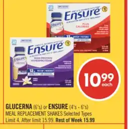 Shoppers Drug Mart GLUCERNA (6's) or ENSURE (4's - 6's) MEAL REPLACEMENT SHAKES offer
