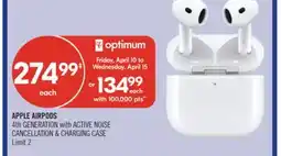 Shoppers Drug Mart APPLE AIRPODS 4th GENERATION with ACTIVE NOISE CANCELLATION & CHARGING CASE offer