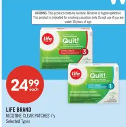 Shoppers Drug Mart LIFE BRAND NICOTINE CLEAR PATCHES offer