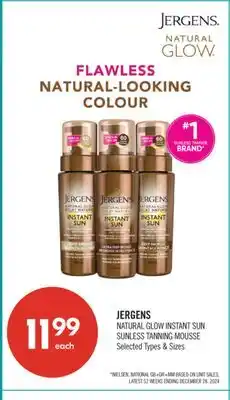 Shoppers Drug Mart JERGENS NATURAL GLOW INSTANT SUN SUNLESS TANNING MOUSSE offer
