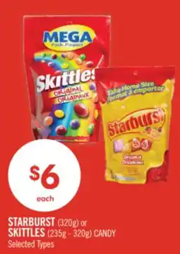Shoppers Drug Mart STARBURST (320g) or SKITTLES (235g - 320g) CANDY offer