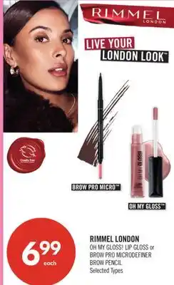 Shoppers Drug Mart RIMMEL LONDON OH MY GLOSS! LIP GLOSS or BROW PRO MICRODEFINER BROW PENCIL offer