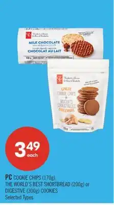 Shoppers Drug Mart PC COOKIE CHIPS (170g), THE WORLD'S BEST SHORTBREAD (200g) or DIGESTIVE (300g) COOKIES offer
