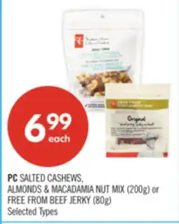 Shoppers Drug Mart PC SALTED CASHEWS. ALMOND & MACADAMA NUT MIX (200g) FREE FROM BEEF JERKY (80g) offer