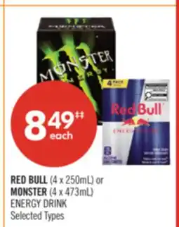 Shoppers Drug Mart RED BULL (4 x 250mL) or MONSTER (4 x 473mL) ENERGY DRINK offer