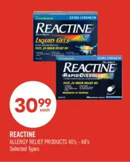 Shoppers Drug Mart REACTINE ALLERGY RELIEF PRODUCTS offer
