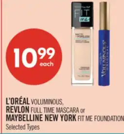 Shoppers Drug Mart L'ORÉAL VOLUMINOUS, REVLON FULL TIME MASCARA or MAYBELLINE NEW YORK FIT ME FOUNDATION offer