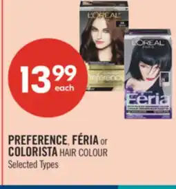 Shoppers Drug Mart PREFERENCE, FÉRIA or COLORISTA HAIR COLOUR offer