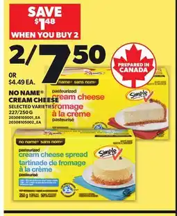 Independent City Market NO NAME CREAM CHEESE, 227/250 G offer
