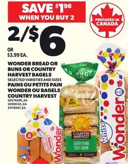 Independent City Market WONDER BREAD OR BUNS OR COUNTRY HARVEST BAGELS offer