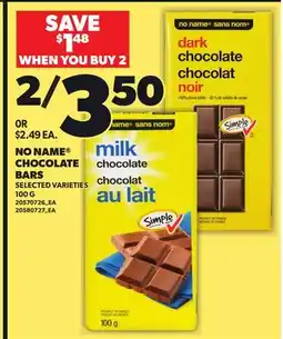 Independent City Market NO NAME CHOCOLATE BARS offer