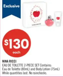 Shoppers Drug Mart NINA RICCI EAU DE TOILETTE 2-PIECE SET offer