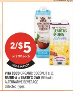 Shoppers Drug Mart VITA COCO ORGANIC COCONUT (1L), NATUR-A or EARTH'S OWN (946ml) ALTERNATIVE BEVERAGE offer