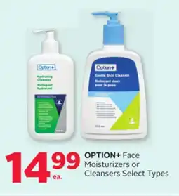 Rexall OPTION + Face Moisturizers or Cleansers offer