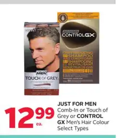 Rexall JUST FOR MEN Comb-In or Touch of Grey or CONTROL GX Men's Hair Colour offer