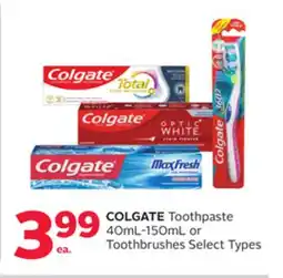 Rexall COLGATE Toothpaste 40mL-150mL or Toothbrushes offer