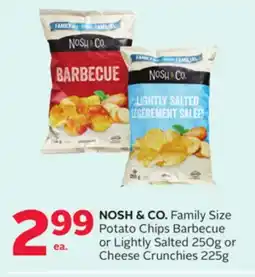 Rexall NOSH & CO. Family Size Potato Chips Barbecue or Lightly Salted 250g or Cheese Crunchies 225g offer