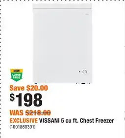 Home Depot EXCLUSIVE VISSANI 5 cu ft. Chest Freezer offer