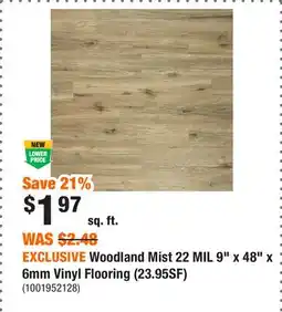 Home Depot EXCLUSIVE Woodland Mist 22 MIL 9 x 48 x 6mm Vinyl Flooring (23.95SF) offer