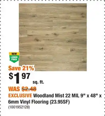 Home Depot EXCLUSIVE Woodland Mist 22 MIL 9 x 48 x 6mm Vinyl Flooring (23.95SF) offer