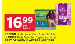 Rexall DEPEND Underwear, Guards or Shields or POISE Pads offer
