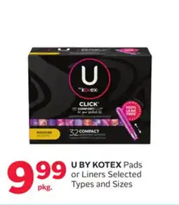 Rexall U BY KOTEX Pads or Liners offer