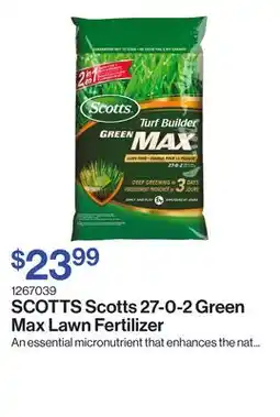 Patrick Morin Scotts 27-0-2 Green Max Lawn Fertilizer offer