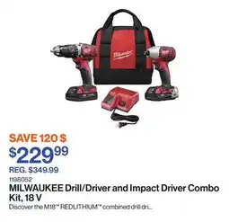 Patrick Morin Drill/Driver and Impact Driver Combo Kit, 18 V offer