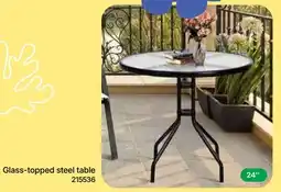 Rossy Glass-topped steel table offer