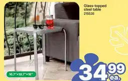 Rossy Glass-topped steel table offer