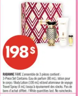 Pharmaprix RABANNE FAME 3-Piece Set Contains:(80 mL), Body Lotion (100 mL) and Travel Spray (4 mL) offer