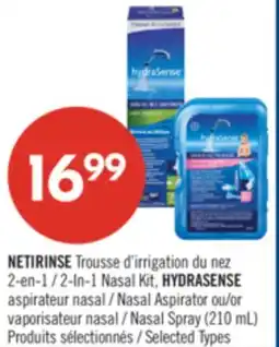 Pharmaprix NETIRINSE 2-In-1 Nasal Kit, HYDRASENSE Nasal Aspirator or Nasal Spray (210 mL) offer