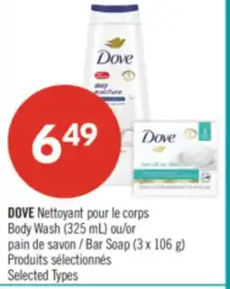 Pharmaprix DOVE Body Wash (325 mL) or Bar Soap (3 x 106 g) offer
