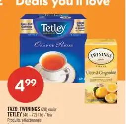 Pharmaprix TAZO, TWININGS (20) or TETLEY (40 - 72) Tea offer