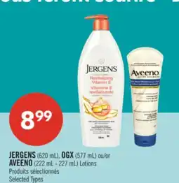 Pharmaprix JERGENS (620 mL), OGX (577 mL) or AVEENO (222 mL - 227 mL) Lotions offer