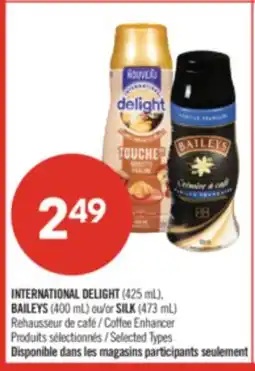 Pharmaprix INTERNATIONAL DELIGHT (425 mL), BAILEYS (400 mL) or SILK (473 mL) Coffee Enhancer offer