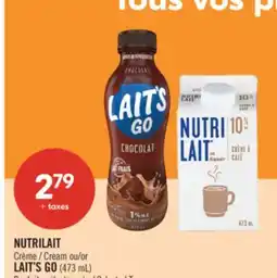 Pharmaprix NUTRILAIT Cream or LAIT'S GO (473 mL) offer