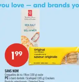 Pharmaprix SANS NOM Rice (100 g) or Scalloped (185 g) Crackers offer