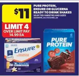 Real Canadian Superstore Pure Protein, Ensure or Glucerna Ready to Drink Shakes offer