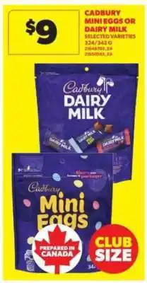Real Canadian Superstore Cadbury Mini Eggs or Dairy Milk offer