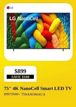 Leon's 75 4K NanoCell Smart LED TV offer