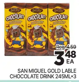 H-Mart SAN MIGUEL GOLD LABLE CHOCOLATE DRINK 245ML*3 offer