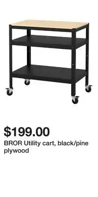 IKEA BROR Utility cart, black/pine plywood offer